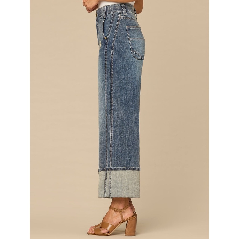 Democracy Skyrise Wide Leg Jeans Women 2 Blue Dark Wash Stretch Panel 26x33 - Picture 4 of 16